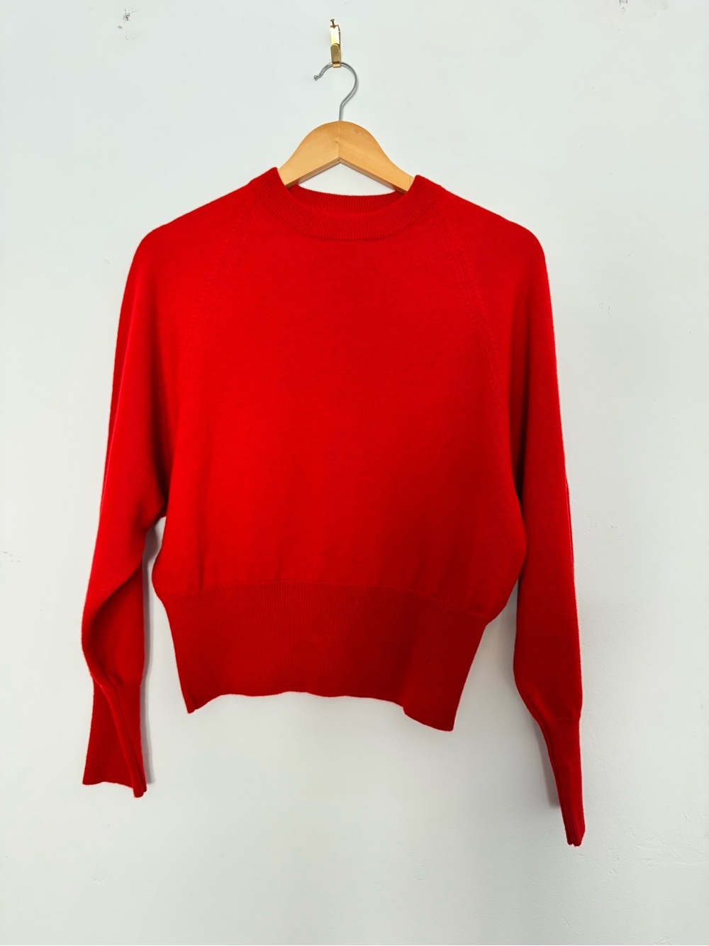 Women's Bright Red Crewneck Sweater - Classic Knit
